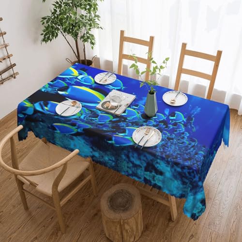 KLJnmbb Blaue Fische, Ozean-Druck, vielseitige, rechteckige Tischdecke, 137 x 183 cm, wasserdicht, wiederverwendbar, Esstuch, Küche KLJnmbb Blaue Fische, Ozean-Druck, vielseitige, rechteckige Tischdecke, 137 x 183 cm, wasserdicht, wiederverwendbar, Esstuch, Küche von KLJnmbb