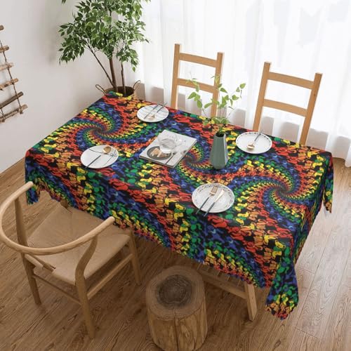 KLJnmbb Rechteckige Tischdecke, Motiv: Bär Tanzen, Batikdruck, vielseitig, 137 x 183 cm, wasserdicht, wiederverwendbar, Esstuch, Küche KLJnmbb Rechteckige Tischdecke, Motiv: Bär Tanzen, Batikdruck, vielseitig, 137 x 183 cm, wasserdicht, wiederverwendbar, Esstuch, Küche von KLJnmbb
