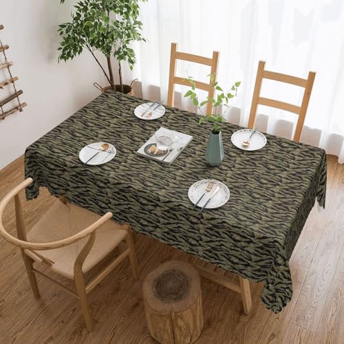 KLJnmbb Rechteckige Tischdecke, Motiv: Tigerstreifen, Camouflage-Druck, wasserdicht, wiederverwendbar, für Küche, 137 x 183 cm von KLJnmbb