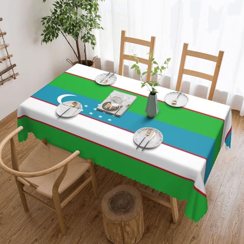 KLJnmbb Tischdecke, Motiv: Flagge der Republik Usbekistan, vielseitig, rechteckig, wasserdicht, wiederverwendbar, für Küche, 137 x 183 cm KLJnmbb Tischdecke, Motiv: Flagge der Republik Usbekistan, vielseitig, rechteckig, wasserdicht, wiederverwendbar, für Küche, 137 x 183 cm von KLJnmbb