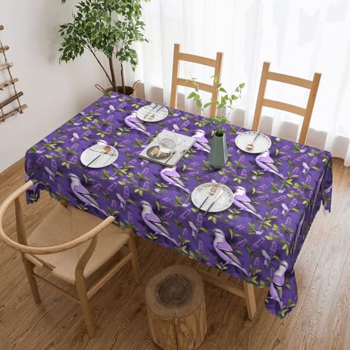KLJnmbb Tischdecke, Motiv: Vogel in violettem Lavendel, Blumendruck, vielseitig, rechteckig, 137 x 183 cm, wasserdicht, wiederverwendbar, Esstuch, Küche KLJnmbb Tischdecke, Motiv: Vogel in violettem Lavendel, Blumendruck, vielseitig, rechteckig, 137 x 183 cm, wasserdicht, wiederverwendbar, Esstuch, Küche von KLJnmbb