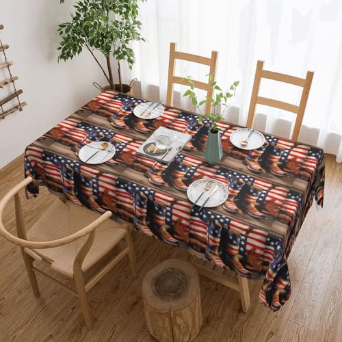 KLJnmbb Tischdecke, Motiv: amerikanische Flagge mit Cowboystiefeln, vielseitig, rechteckig, 137 x 183 cm, wasserdicht, wiederverwendbar, für Küche KLJnmbb Tischdecke, Motiv: amerikanische Flagge mit Cowboystiefeln, vielseitig, rechteckig, 137 x 183 cm, wasserdicht, wiederverwendbar, für Küche von KLJnmbb