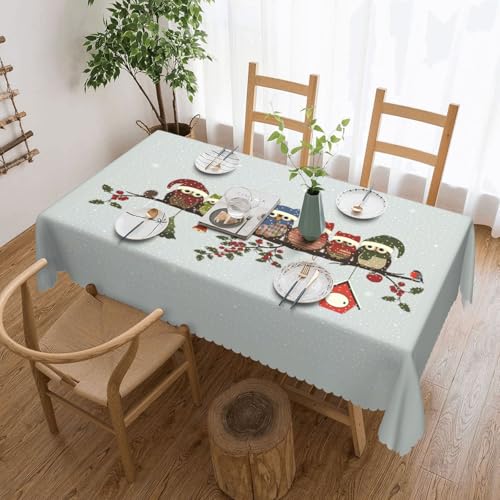 KLJnmbb Tischdecke, Motiv: niedliche Weihnachts-Eulen auf Ast, vielseitig, rechteckig, 137 x 183 cm, wasserdicht, wiederverwendbar, Esstuch, Küche KLJnmbb Tischdecke, Motiv: niedliche Weihnachts-Eulen auf Ast, vielseitig, rechteckig, 137 x 183 cm, wasserdicht, wiederverwendbar, Esstuch, Küche von KLJnmbb