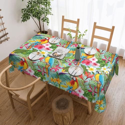 KLJnmbb Tischdecke, Motiv: tropische Pflanzen und Papageien, vielseitig, rechteckig, wasserdicht, wiederverwendbar, für Küche, 137 x 183 cm KLJnmbb Tischdecke, Motiv: tropische Pflanzen und Papageien, vielseitig, rechteckig, wasserdicht, wiederverwendbar, für Küche, 137 x 183 cm von KLJnmbb