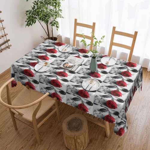 KLJnmbb Tischdecke, rechteckig, 137 x 183 cm, wasserdicht, wiederverwendbar, Motiv: Rote Rose, 1 Stück KLJnmbb Tischdecke, rechteckig, 137 x 183 cm, wasserdicht, wiederverwendbar, Motiv: Rote Rose, 1 Stück von KLJnmbb