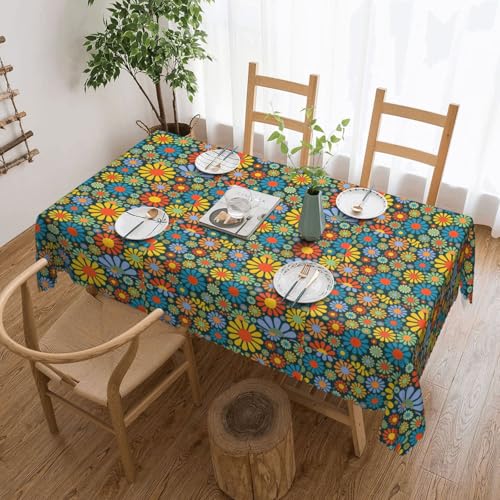 KLJnmbb Vielseitige, rechteckige Tischdecke, Hippie-Muster, wasserdicht, wiederverwendbar, für Küche, 137 x 183 cm KLJnmbb Vielseitige, rechteckige Tischdecke, Hippie-Muster, wasserdicht, wiederverwendbar, für Küche, 137 x 183 cm von KLJnmbb