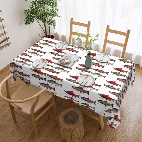 KLJnmbb Vielseitige, rechteckige Tischdecke, Lachsdruck, 137 x 183 cm, wasserdicht, wiederverwendbar, für Küche KLJnmbb Vielseitige, rechteckige Tischdecke, Lachsdruck, 137 x 183 cm, wasserdicht, wiederverwendbar, für Küche von KLJnmbb