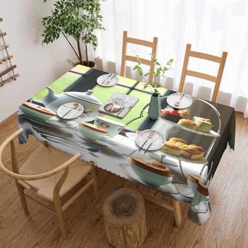 KLJnmbb Vielseitige, rechteckige Tischdecke, Motiv: Nachmittagstee, 137 x 183 cm, wasserdicht, wiederverwendbar, für Küche KLJnmbb Vielseitige, rechteckige Tischdecke, Motiv: Nachmittagstee, 137 x 183 cm, wasserdicht, wiederverwendbar, für Küche von KLJnmbb