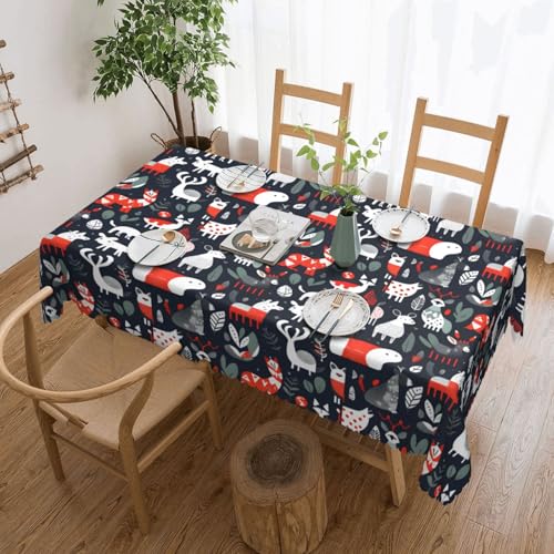 KLJnmbb Vielseitige, rechteckige Tischdecke, skandinavischer Tierdruck, wasserdicht, wiederverwendbar, für Küche, 137 x 183 cm KLJnmbb Vielseitige, rechteckige Tischdecke, skandinavischer Tierdruck, wasserdicht, wiederverwendbar, für Küche, 137 x 183 cm von KLJnmbb