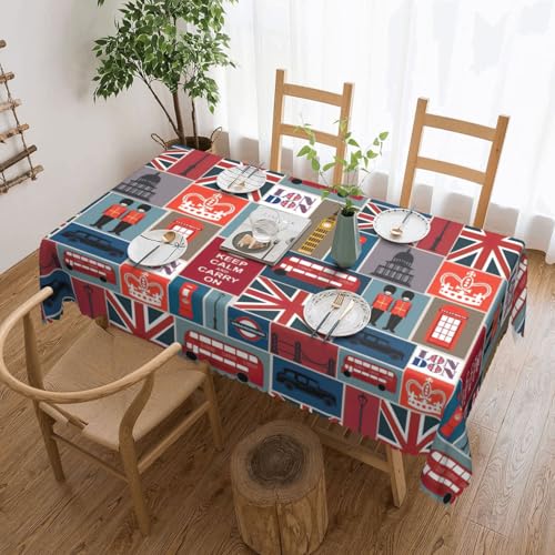 KLJnmbb Vielseitige, rechteckige Tischdecke mit England-Symbol-Druck, 137 x 183 cm, wasserdicht, wiederverwendbar, für Küche KLJnmbb Vielseitige, rechteckige Tischdecke mit England-Symbol-Druck, 137 x 183 cm, wasserdicht, wiederverwendbar, für Küche von KLJnmbb