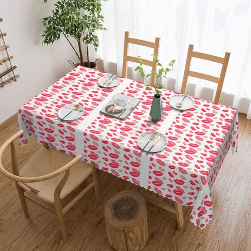 KLJnmbb Vielseitige, rechteckige Tischdecke mit Lippendruck, 137 x 183 cm, wasserdicht, wiederverwendbar, für Küche KLJnmbb Vielseitige, rechteckige Tischdecke mit Lippendruck, 137 x 183 cm, wasserdicht, wiederverwendbar, für Küche von KLJnmbb