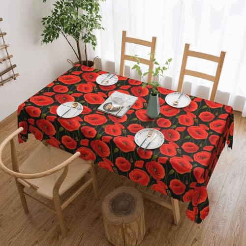 KLJnmbb Vielseitige, rechteckige Tischdecke mit Mohnblumen-Druck, 137 x 183 cm, wasserdicht, wiederverwendbar, für Küche KLJnmbb Vielseitige, rechteckige Tischdecke mit Mohnblumen-Druck, 137 x 183 cm, wasserdicht, wiederverwendbar, für Küche von KLJnmbb