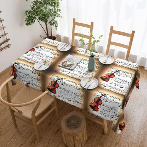 KLJnmbb Vielseitige, rechteckige Tischdecke mit Violinen-Notenmuster, 137 x 183 cm, wasserdicht, wiederverwendbar, für Küche KLJnmbb Vielseitige, rechteckige Tischdecke mit Violinen-Notenmuster, 137 x 183 cm, wasserdicht, wiederverwendbar, für Küche von KLJnmbb