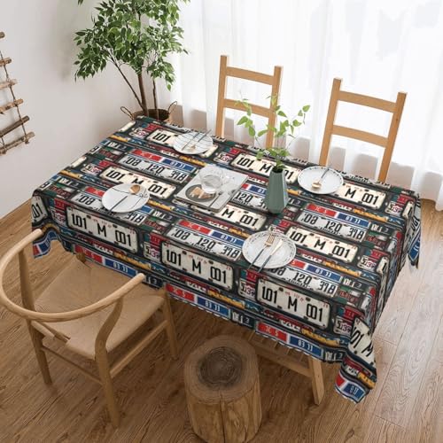 KLJnmbb Vielseitige, rechteckige Tischdecke mit altem Nummernschild-Druck, 137 x 183 cm, wasserdicht, wiederverwendbar, Esstuch, Küche KLJnmbb Vielseitige, rechteckige Tischdecke mit altem Nummernschild-Druck, 137 x 183 cm, wasserdicht, wiederverwendbar, Esstuch, Küche von KLJnmbb
