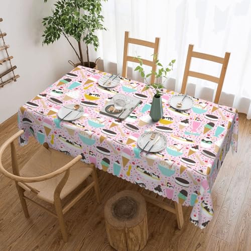 KLJnmbb Vielseitige, rechteckige Tischdecke mit süßem Eiscreme-Druck, wasserdicht, wiederverwendbar, für Küche KLJnmbb Vielseitige, rechteckige Tischdecke mit süßem Eiscreme-Druck, wasserdicht, wiederverwendbar, für Küche von KLJnmbb