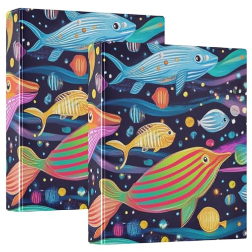 3-Ringbuch, 3,8 cm, psychedelische Meerestiere mit Klemmbrett, 1/2 Packungen für Briefgröße (27,9 x 21,6 cm), 200 Blatt, 2 Stück von KLL
