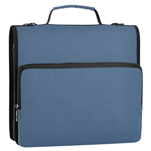 3-Ringbuch mit Reißverschluss und abnehmbarem Schultergurt, inklusive Reißverschlusstasche, Portfolio-Ordner für Mittelschule, Bolsa de Cremallera, Schieferblau, 3,8 cm 3-Ringbuch mit Reißverschluss und abnehmbarem Schultergurt, inklusive Reißverschlusstasche, Portfolio-Ordner für Mittelschule, Bolsa de Cremallera, Schieferblau, 3,8 cm von KLL