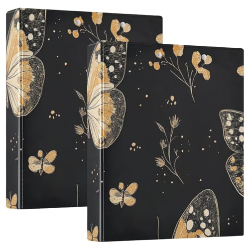 3 Ringbuchordner 1 und 1/2 Zoll Retro Schmetterling Schwarz mit Klemmbrett 1/2 Stück Hefter für Schule Hardcover 2 Stück 3 Ringbuchordner 1 und 1/2 Zoll Retro Schmetterling Schwarz mit Klemmbrett 1/2 Stück Hefter für Schule Hardcover 2 Stück von KLL