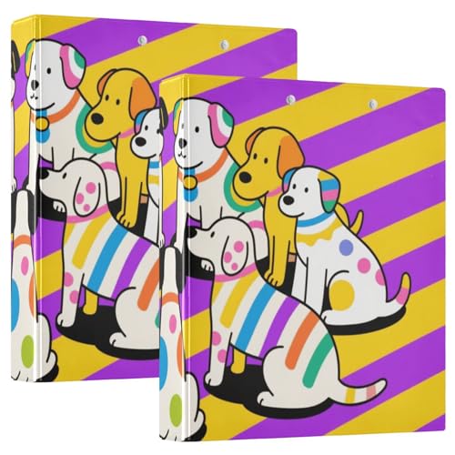 3 Ringbücher, 3,8 cm, Happy Dogs Party, violett-gelb gestreift, mit Klemmbrett, 1/2er-Pack, Schulhefter 200 Blatt, 2 Stück 3 Ringbücher, 3,8 cm, Happy Dogs Party, violett-gelb gestreift, mit Klemmbrett, 1/2er-Pack, Schulhefter 200 Blatt, 2 Stück von KLL