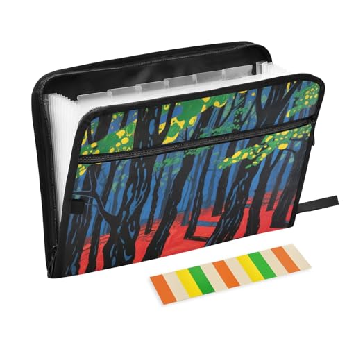 Abstrakte Kunst Red Land Black Grove Ordner Organizer mit Taschen, 13 Taschen, A4, Briefgröße mit Reißverschluss, für Papiere, Organizer, Ordner para guardar von KLL