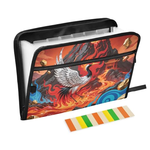 Abstrakter Fächermappe, Feuerbergkranich, 13 Taschen, A4, Briefgröße mit Reißverschluss, für Zuhause, Büro, Reisen, Ordner mit Verschluss, Para Guard Abstrakter Fächermappe, Feuerbergkranich, 13 Taschen, A4, Briefgröße mit Reißverschluss, für Zuhause, Büro, Reisen, Ordner mit Verschluss, Para Guard von KLL