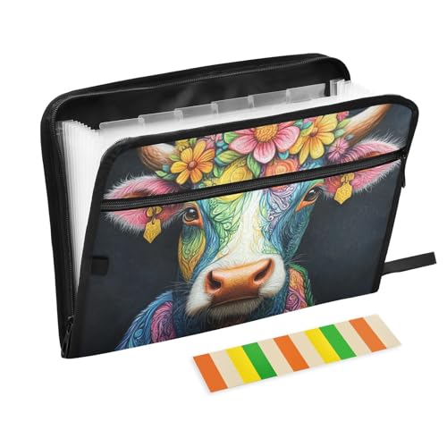 Aesthetic Cow Aktenordner im modernen Stil, 13 Taschen, A4, Briefgröße mit Reißverschluss, für Business-Aktenordner, Organizer Aesthetic Cow Aktenordner im modernen Stil, 13 Taschen, A4, Briefgröße mit Reißverschluss, für Business-Aktenordner, Organizer von KLL