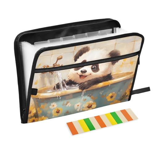 Akkordeanische Aktenordner, A4-Größe, Hängemappe mit Trennwänden, für Krankenschwestern, Büro, Klemmbrett, Cartoon, Panda, Retro-Badewanne von KLL