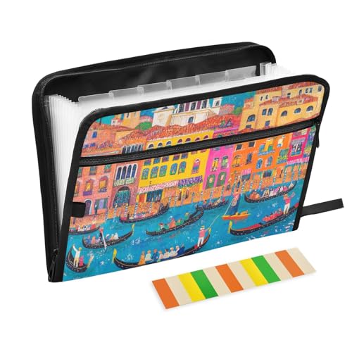 Akkordeanischer Aktenordner, A4-Größe, Organizer und Aufbewahrung mit Taschen für Ernährungsberater, taktisch, lebendig, detailliert, Venedig, Italien Malerei von KLL