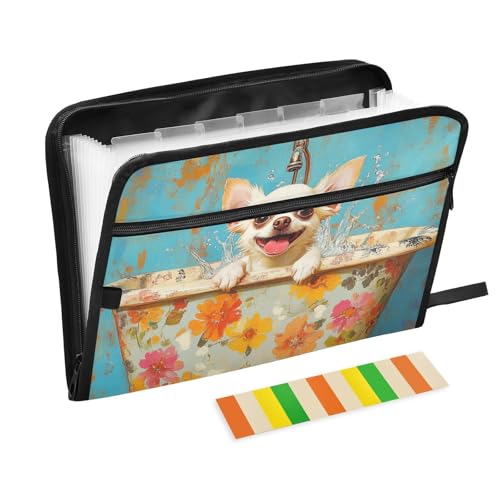 Akkordeon-Aktenordner, A4-Größe, Dokumentenmappe, Tasche mit Etikett für Krankenschwestern, Krankenpflege, Schule, niedliche Chihuahua-Hunde, Retro-Badewanne Akkordeon-Aktenordner, A4-Größe, Dokumentenmappe, Tasche mit Etikett für Krankenschwestern, Krankenpflege, Schule, niedliche Chihuahua-Hunde, Retro-Badewanne von KLL
