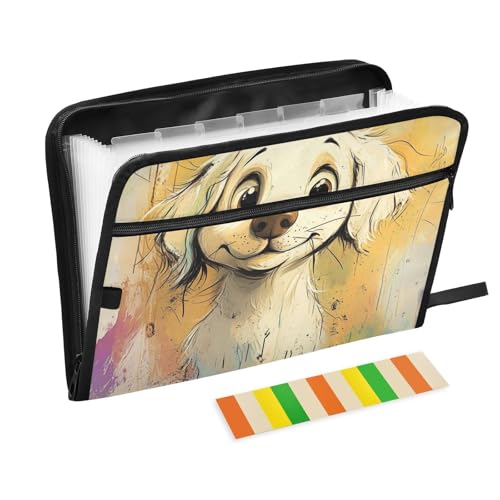 Akkordeon-Aktenordner, A4-Größe, Kunststoff, Fächermappe mit Etikett für Inspektoren, taktischer Cartoon, glücklicher Welpe von KLL