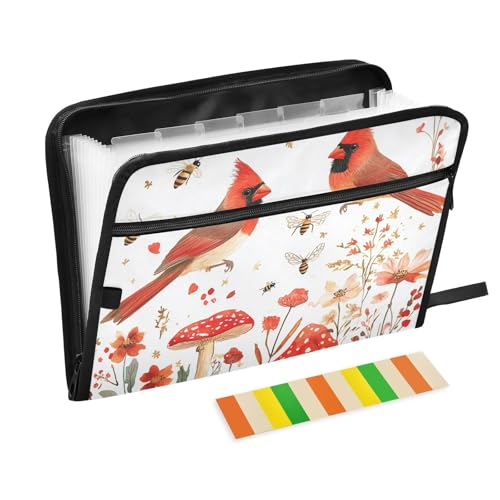 Akkordeon-Aktenordner, A4-Größe, Kunststoff, Fächermappe mit Taschen, für Polizei, Ticket, Büro, Cartoon, Nordvögel, Weiß von KLL