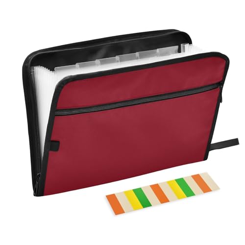 Akkordeon-Aktenordner, A4-Größe, erweiterbar, Akkordeon-Ordner mit Taschen für Ernährungsberater, Auto, Purpurrot von KLL