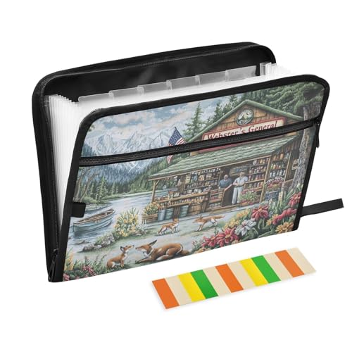 Akkordeon-Aktenordner, A4-Größe, mit Etikett, für Krankenpfleger, Studenten, Klassenzimmer, Bergtal, Mercantile, Wildnis, Storefront Wildlife Charm von KLL