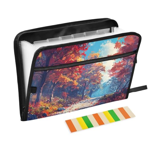 Akkordeon-Aktenordner, A4-Größe, zum Aufhängen, erweiterbar, mit Taschen, für Ernährungsberater, Krankenpflege, malerische Herbst-Safari-Szene von KLL