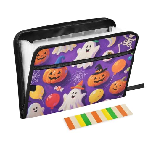 Akkordeon-Ordner, Halloween-Kürbis-Akkordeon-Ordner, 13 Fächer, A4, Briefgröße mit Reißverschluss, für Business-Aktenhüllen, Organizer, Orange Akkordeon-Ordner, Halloween-Kürbis-Akkordeon-Ordner, 13 Fächer, A4, Briefgröße mit Reißverschluss, für Business-Aktenhüllen, Organizer, Orange von KLL