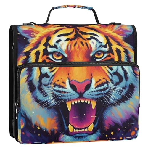 Aktenordner mit 3 Ringen, 3,8 cm, neonfarben, mit extra Taschen und Schultergurt, mehrere Taschen, Dokumenten-Organizer, geeignet für Mittelschule Aktenordner mit 3 Ringen, 3,8 cm, neonfarben, mit extra Taschen und Schultergurt, mehrere Taschen, Dokumenten-Organizer, geeignet für Mittelschule von KLL