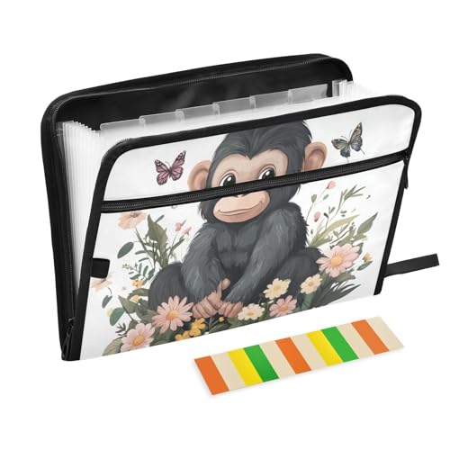 Aktenordnertaschen, A4-Größe, Hängeregistaschen mit Reißverschluss, für Krankenpflege, Studenten, Meetings, Serene Simian, Weiß von KLL