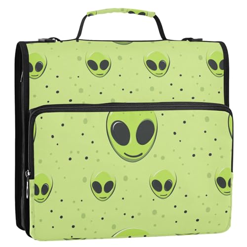 Aliens Head Ringbuch mit Reißverschluss, 3,8 cm, 3 Ringe, mit Gurt, mehrere Taschen, tragbares Portfolio für Schule und Büro, Encuadernador de cremallera Aliens Head Ringbuch mit Reißverschluss, 3,8 cm, 3 Ringe, mit Gurt, mehrere Taschen, tragbares Portfolio für Schule und Büro, Encuadernador de cremallera von KLL
