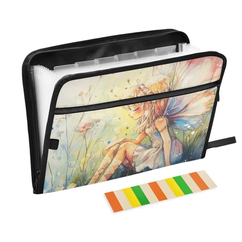 Aquarell-Feen-Ordner für Dokumente, 13 Taschen, A4, Briefgröße mit Reißverschluss, für Papiere, Organizer, Aktenordner, Carpetas de Aquarell-Feen-Ordner für Dokumente, 13 Taschen, A4, Briefgröße mit Reißverschluss, für Papiere, Organizer, Aktenordner, Carpetas de von KLL