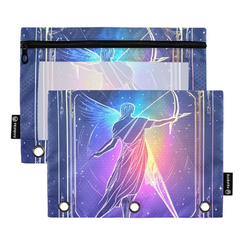 Archer Tarot-Ring-Bindertaschen, weiches Federmäppchen für 3 Ringe, Ordner, Etui mit Reißverschluss, für Studenten, Büro, Organizer von KLL