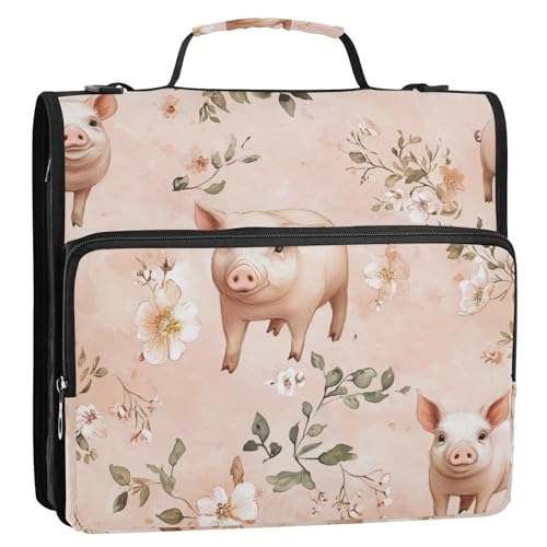 Art Pet Pig Ringbuch mit 3 Ringen, mit Schultergurt, mehrere Taschen, Reißverschluss, Portfolio für Mittelschule, Carpeta de Cremallera Art Pet Pig Ringbuch mit 3 Ringen, mit Schultergurt, mehrere Taschen, Reißverschluss, Portfolio für Mittelschule, Carpeta de Cremallera von KLL