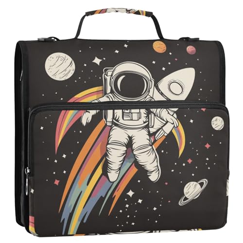 Astronaut Rainbow Planet Dokumenten-Organizer, 3,8 cm, 3 Ringe, stabiler Reißverschluss mit Griff, mehrere Taschen, Dokumenten-Organizer, geeignet für Mittelschule Astronaut Rainbow Planet Dokumenten-Organizer, 3,8 cm, 3 Ringe, stabiler Reißverschluss mit Griff, mehrere Taschen, Dokumenten-Organizer, geeignet für Mittelschule von KLL