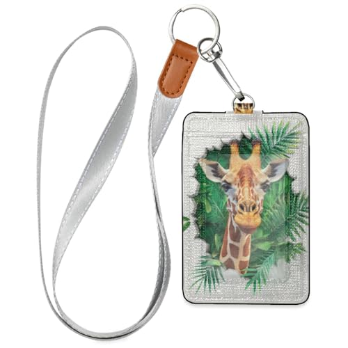 Ausweishalter mit 3D-Loch-Motiv, Giraffe, Leder, mit Umhängeband und 3-Karten-Kapazität, Ausweishalter für Mitarbeiter, Beamte, Studenten, Ärzte, Mitarbeiter Ausweishalter mit 3D-Loch-Motiv, Giraffe, Leder, mit Umhängeband und 3-Karten-Kapazität, Ausweishalter für Mitarbeiter, Beamte, Studenten, Ärzte, Mitarbeiter von KLL