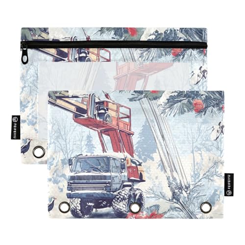 Baufahrzeug Cartoon Kran ICY verschneite Ringe Binder Taschen 3 Loch Tasche für Ordner 3 Ringe mit wasserdicht für Büro Büro Organizer von KLL