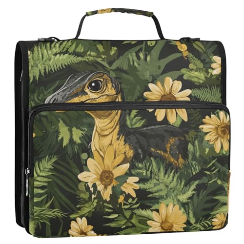 Beauty Dinosaurier Velociraptor Safari 3,8 cm 3 Ringe stabiler Reißverschluss Ordner mit Schultergurt und Griff, mehrere Taschen, Dokumentenmappe für Schule/Büro, Encuadernador de Cartera von KLL