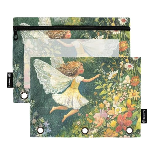 Beauty Fairy Flower Garden Ordnertasche mit 3 Löchern für 3 Ringe, Ordner mit 3 Ringen, für Untersuchungsbüro, Organizer von KLL