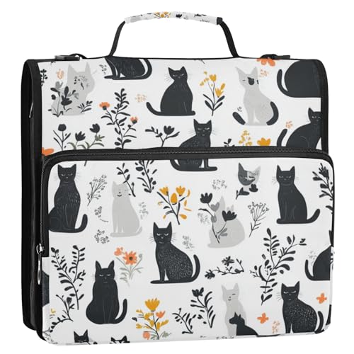Beauty Maine Cooncats Ordner mit 3 Ringen, 3,8 cm, extra Taschen, mit Schultergurt und Griff, Laege Kapazität, Schulordner, Organizer für Schule, Carpeta del organizador von KLL