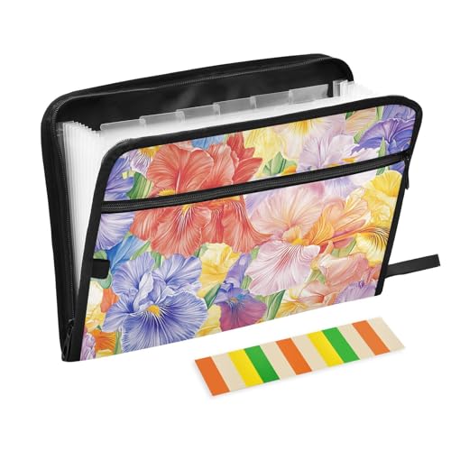 Beauty Spring Flowers Tennessee Iris Schnellhefter mit Reißverschluss, 13 Taschen, A4, Briefgröße mit Reißverschluss, für Dokumentenaufbewahrung, erweiterbarer Ordner mit Trennwänden Beauty Spring Flowers Tennessee Iris Schnellhefter mit Reißverschluss, 13 Taschen, A4, Briefgröße mit Reißverschluss, für Dokumentenaufbewahrung, erweiterbarer Ordner mit Trennwänden von KLL