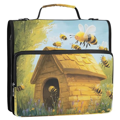 Bee House Meadow Ringbuch mit 3 Ringen und extra Taschen mit Griff, für Dokumente, Akten, Aufbewahrungstasche für Schule, Organizador de la carpeta Bee House Meadow Ringbuch mit 3 Ringen und extra Taschen mit Griff, für Dokumente, Akten, Aufbewahrungstasche für Schule, Organizador de la carpeta von KLL