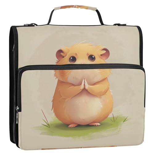 Betender kleiner Hamster, 3 Ringe, 3,8 cm, Reißverschluss, Ordner mit Griff, mehrere Taschen, Dokumentenmappe, Organizer für Büro, Schule Betender kleiner Hamster, 3 Ringe, 3,8 cm, Reißverschluss, Ordner mit Griff, mehrere Taschen, Dokumentenmappe, Organizer für Büro, Schule von KLL